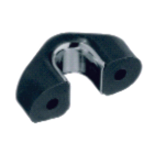 Filoir Pont Plastique bagué ø06mm, en plastique noir, conçu pour guider une ligne de 6mm maximum, avec bague aluminium pour durabilité, entraxe de fixation 23mm.