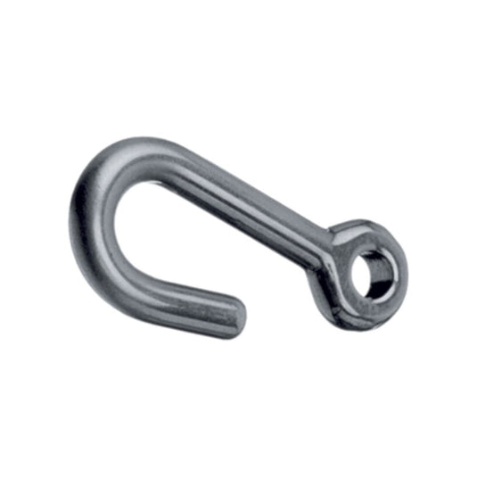 Crochet Inox avec Œil pour cordage de ø5mm, longueur 52mm, idéal pour accastillage voile légère, disponible chez Yachting Thommeret.