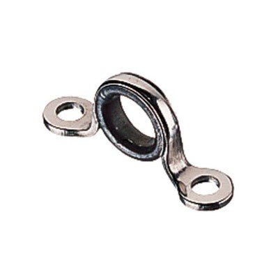 Pontet à Oeil ø14mm pour guidage de ligne jusqu'à 10mm, deux trous de fixation de 6mm avec entraxe de 40mm, idéal pour dériveurs et catamarans.