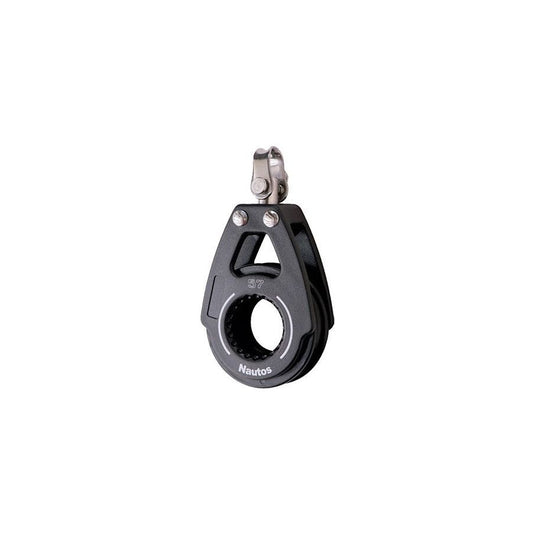 Poulie Simple Organic ø57mm avec réa en acétal, montants en composite et axe en aluminium, idéale pour dériveurs et catamarans de sport.