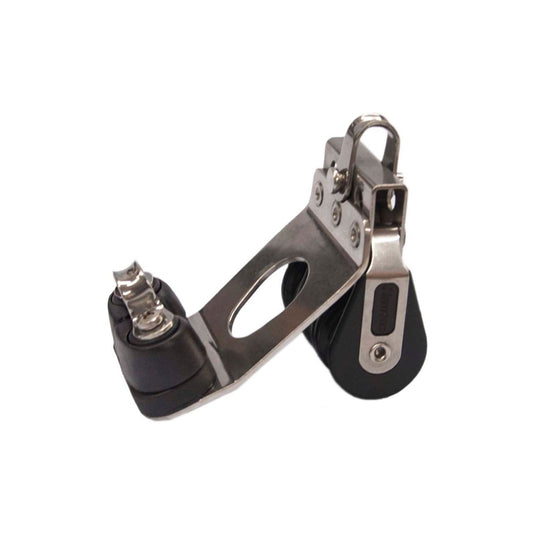 Poulie Triple à billes ø28mm avec taquet, idéale pour hâle-bas rapide, haute performance pour voile légère.