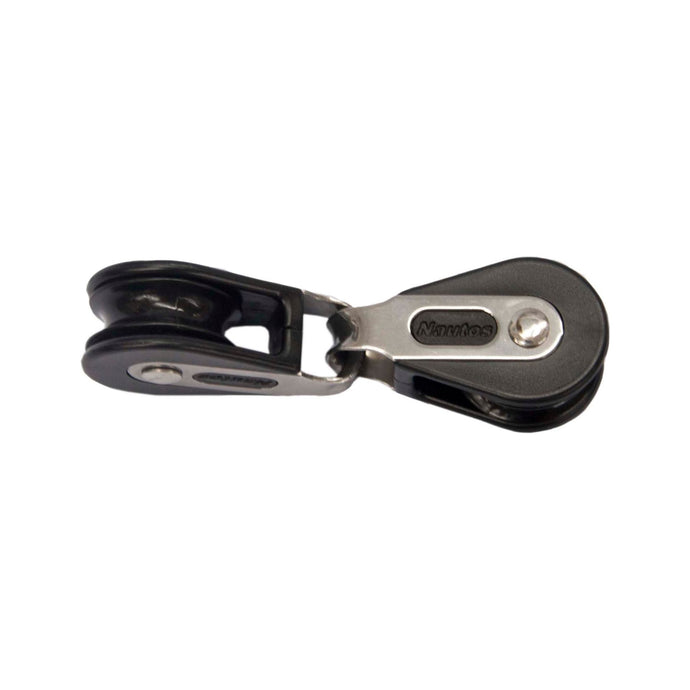 Poulie Tête à tête à billes ø28mm, haute performance pour voile légère, idéale pour dériveurs et habitables, charge utile 120kg, charge rupture 750kg.