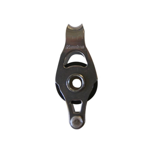 Poulie à Ringot Mininox ø20mm, conçue pour dériveur et catamaran, avec roulement Delrin réduisant la friction. Capacité: 180kg travail, 550kg rupture.