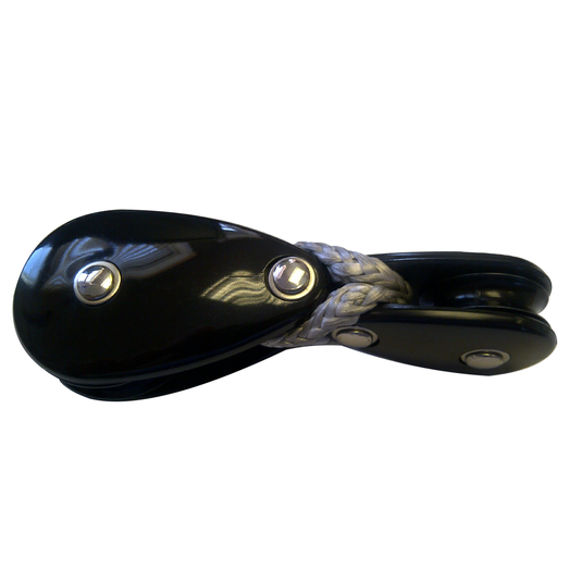 Poulie Simple ø39/29mm entrelacées, idéale pour dériveurs Laser®/ILCA®, avec axe inox, friction optimale pour palan d'écoute, supporte jusqu'à 300kg.