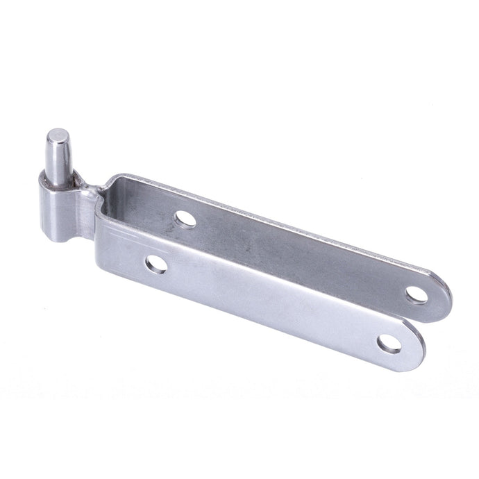 Aiguillot Safran Inox ø06mm Court, en acier inoxydable, 75mm de long, 12mm de large, avec 4 trous de fixation, idéal pour petits bateaux.