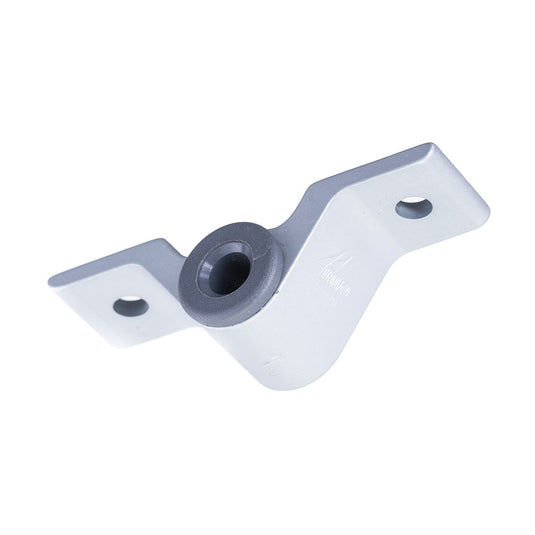 Fémelot Tableau Alu ø8mm 2 trous, fixation en aluminium pour tableau arrière, tige d'aiguillot ø8mm, hauteur 25mm, entraxe 56mm, perçage 6mm, pour équipements nautiques légers.