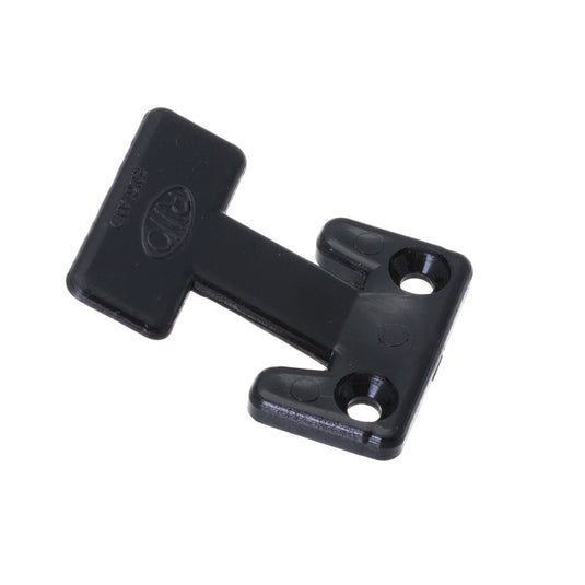 Clip de Retenue Safran Nylon noir 38mm, en plastique noir, mesure 38mm de long avec fixation par 2 vis de 4mm pour dériveurs et catamarans.