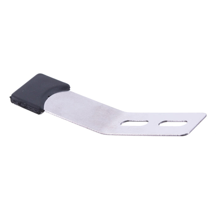 Clip de Retenue Safran Inox 80mm, dimensions 85x15mm, avec languette embout plastique, fixation par 2 vis ø4mm, pour dériveurs et catamarans.