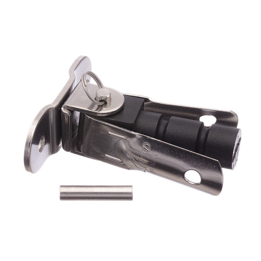 Articulation de Stick fixe Xten montée sur platine inox, avec renfort extérieur pour stick et barre, idéale pour efforts importants en voile légère.