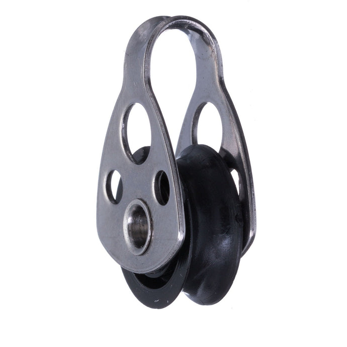 Poulie Simple ø17mm Micro, idéale pour voile légère et usages industriels, avec structure inox robuste, adaptée aux lignes de 6mm. Conçue pour performance et durabilité.