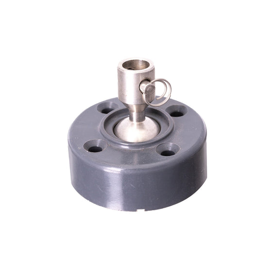 Base pour Poulie à émerillon en nylon renforcé de fibre de verre, fixation par 4 vis de 5 mm, goupille de 5 mm, charge de rupture 560 kg.