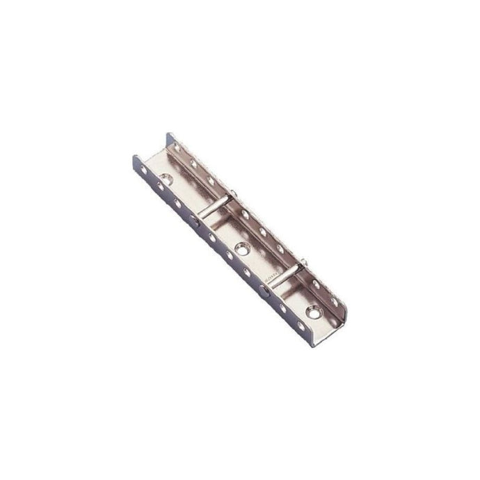 Emplanture de Mat Inox 138mm avec trous visibles, diamètre de goupille 5mm, fixation 5mm x 3, destinée aux équipements de voile légère.