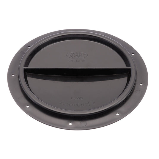 Trappe de Visite ø150mm 1/2 Tour noire, objet rond percé, pour fixation sur voilier, diamètre de passage 159mm, adaptée à la voile légère.
