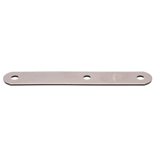 Latte inox 16 x 102mm, plaque métallique perforée polyvalente pour mât ou pont, adaptable à diverses formes, idéale pour équipements de voile légère.