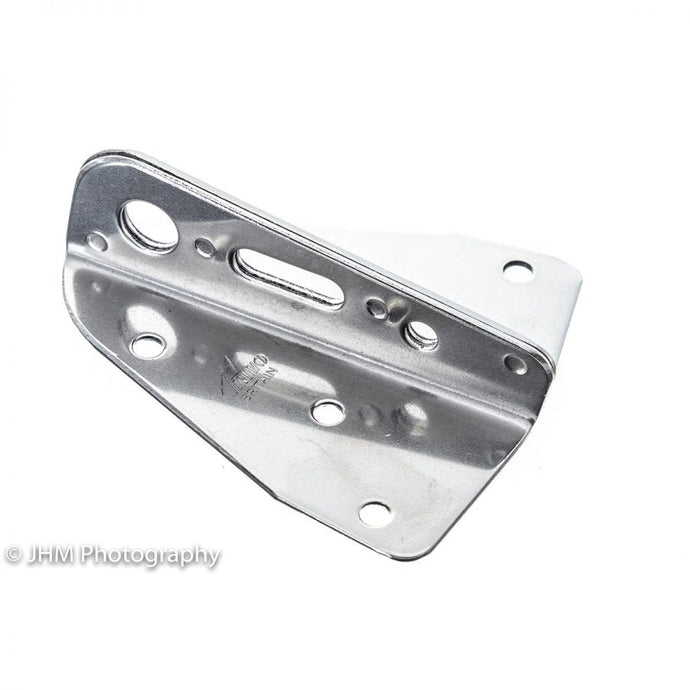 Ferrure d'Etai 084mm, support métallique perforé pour positionner l'étai, adapté aux bateaux jusqu'à 6m, longueur 84mm, fixations 6 x 5mm.