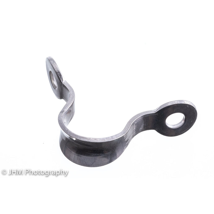 Pontet pour Tube ø50/57mm, pièce métallique pour fixation de cordage ø10-12mm, vue rapprochée, adapté à l'équipement de voile légère chez Yachting Thommeret.