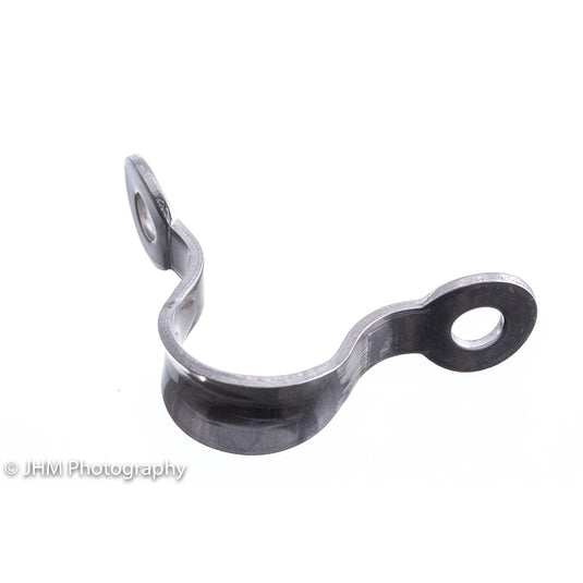 Pontet pour Tube ø50/57mm, pièce métallique pour fixation de cordage ø10-12mm, vue rapprochée, adapté à l'équipement de voile légère chez Yachting Thommeret.