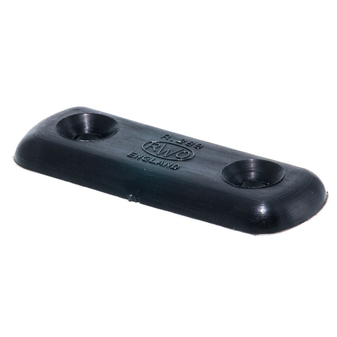 Plaquette de Sangle Noire 50mm, rectangulaire avec deux trous pour fixation de sangle, longueur totale 50mm, entraxe de perçage 30mm, idéale pour équipements nautiques.