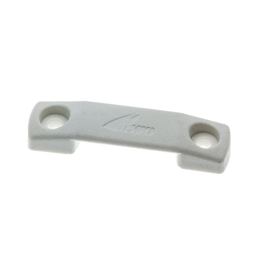 Pontet de Sangle 25mm blanc RWO, essentiel pour dériveurs et catamarans, avec fixation 2 x ø4mm et entraxe de 28mm, en plastique blanc perforé.
