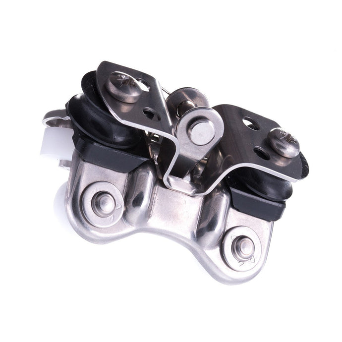 Chariot 4 galets pour rail XT1, pièce métallique avec réas de réglage, pour dériveurs jusqu'à 6 m, adapté à accastillage voile légère.