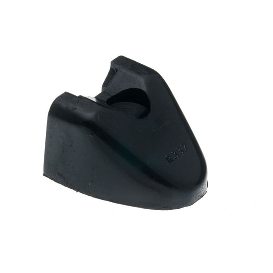 Butée pour rail XT1 RWO, pièce en plastique noir avec trou central, fixation par vis de ø5mm, pour équipements de voile légère.