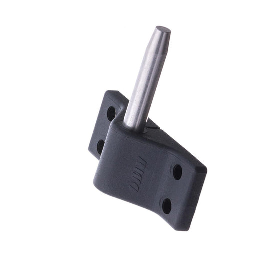 Aiguillot Tableau Plastique ø10mm 4 trous, fixation par 4 vis, entraxe 56mm, en plastique noir, idéal pour dériveur et catamaran, disponible aussi en aluminium.