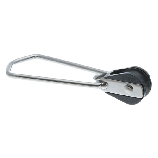 Anneau de Trapèze Inox avec poulie à roulement à billes Nova RWO ø19mm, dimensions 50mm x 130mm, pour équipements de voile légère.