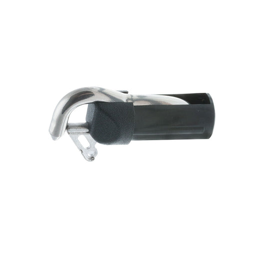 Embout de Tangon Dériveur en aluminium ou nylon avec tige de piston, crochet et ressort inox, adaptable aux tubes de différents diamètres.