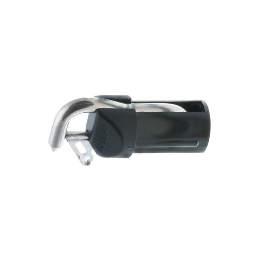 Embout de Tangon Dériveur en aluminium ou nylon, adapté pour tubes de différents diamètres, avec tige de piston, crochet et ressort en inox.