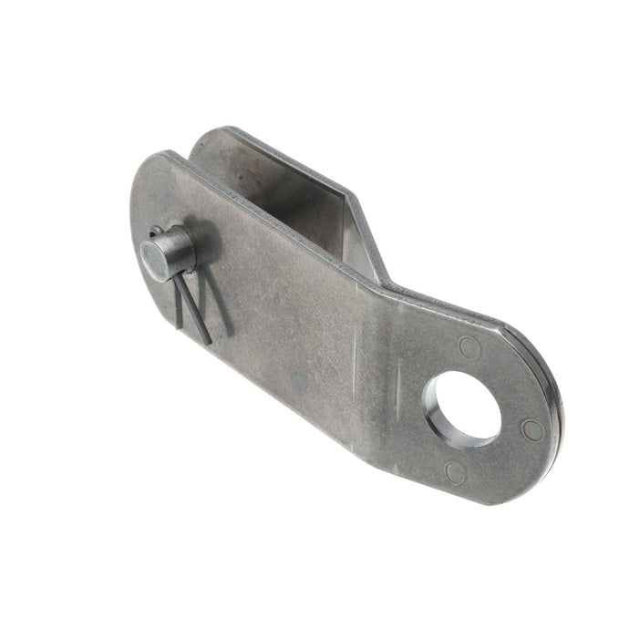 Ferrure de Hauban 051mm en inox, constituée de deux plaques soudées pour ancrage permanent des haubans, attaches de câbles de trapèze. Longueur 51mm, fixation 10mm, goupille 6mm.