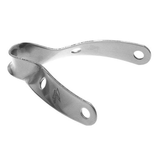 Ferrure d'Etai 065mm en acier inoxydable, angle 45 degrés, longueur 65 mm, ouverture 60 mm, fixation 4 trous de 5 mm.