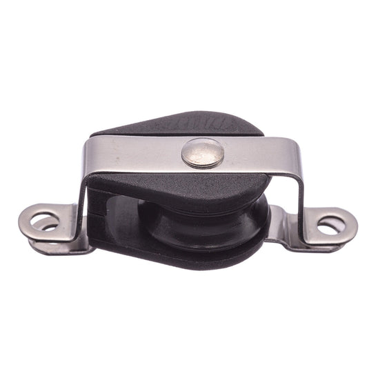 Poulie Plat Pont à billes ø19mm, série 19, pour ligne max 6mm, charge utile 130kg, charge rupture 450kg, idéale pour voile légère.