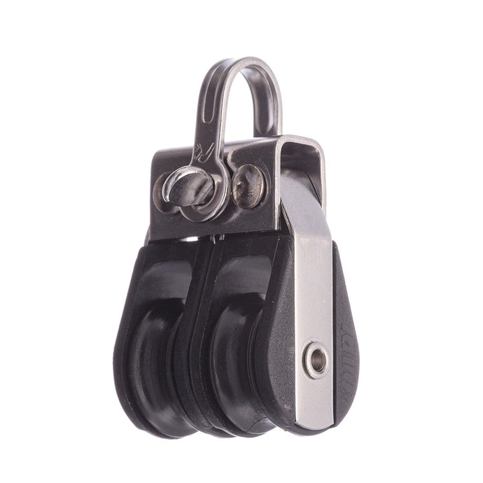 Poulie Double à billes RWO, robuste et économique, idéale pour voile légère, dériveur et catamaran, disponible en séries 19 (6mm) et 38 (10mm).