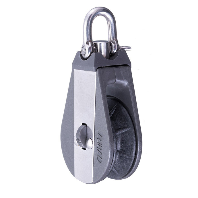 Poulie Winch à billes RWO, qualité robuste pour voile légère, ligne max 10-12mm, charge utile 225-230kg, charge rupture 900kg, idéale pour dériveurs et catamarans.