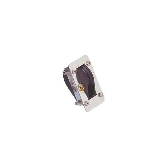 Poulie à encastrer à billes ø57mm avec montant inox, robuste et de qualité, idéale pour dériveurs et catamarans, charge utile de 230kg, rupture 900kg.