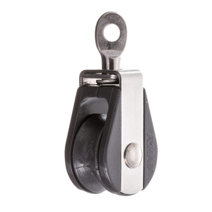 Poulie Simple Nova + Emerillon robuste, idéale pour dériveurs, disponible en tailles Nova 19, 28, 38, supportant charges jusqu'à 900kg. Parfait pour voile légère.