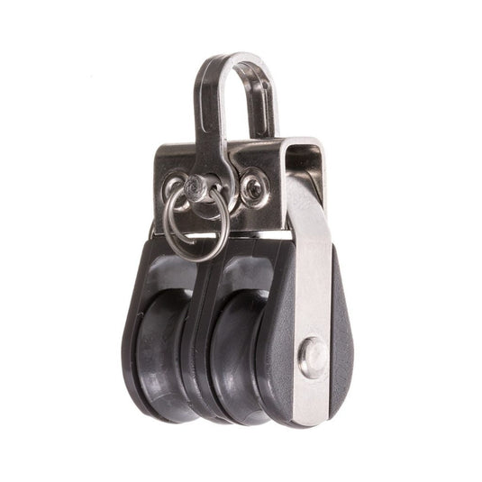 Poulie Double Nova, robuste et économique, pour voiliers légers. Disponible en tailles: Nova 19, 28, 38, 57, avec charges utiles jusqu'à 850 kg.