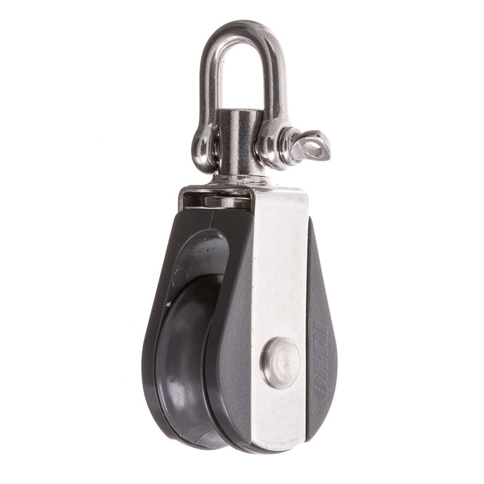 Poulie Simple Nova + Emerillon, robuste et économique, pour voile légère. Modèles Nova 28 à 57, supportant charges de 430kg à 850kg.