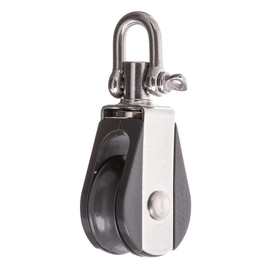 Poulie Simple Nova + Emerillon, robuste et économique, pour voile légère. Modèles Nova 28 à 57, supportant charges de 430kg à 850kg.