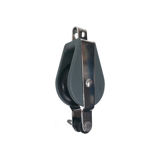 Poulie à Ringot Nova à Chape fixe, idéale pour voile légère, robuste avec charge utile de 450kg à 600kg et charge rupture 900kg à 1200kg.