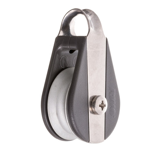 Poulie Simple Nova Réa Alu, robuste et économique, idéale pour voile légère. Disponible en modèles Nova 28 et Nova 38 avec différentes capacités de charge.