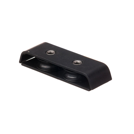 Renvoi de Pont Double ø28mm, organiseur de pont avec 2 réas de 28mm pour lignes jusqu'à 8mm, fixation par deux trous de 6mm.