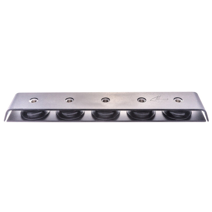 Renvoi de Pont 5 réas ø38mm, organiseur compact pour lignes jusqu'à 10mm, fixation par 5 trous de 6mm, idéal pour dériveurs et catamarans de sport.