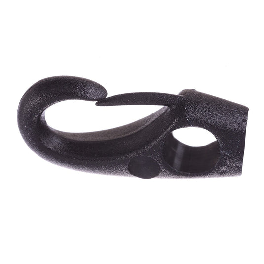 Crochet Plastique Light noir pour cordage ou sandow, adapté pour ø4 à 8mm, idéal pour équipements de voile légère et dériveurs sportifs.
