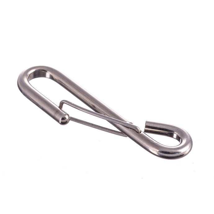 Crochet Inox Droit avec Sécurité RWO, fil inox 316, ressort de sécurité, disponible en différentes tailles, pour accastillage voile légère.