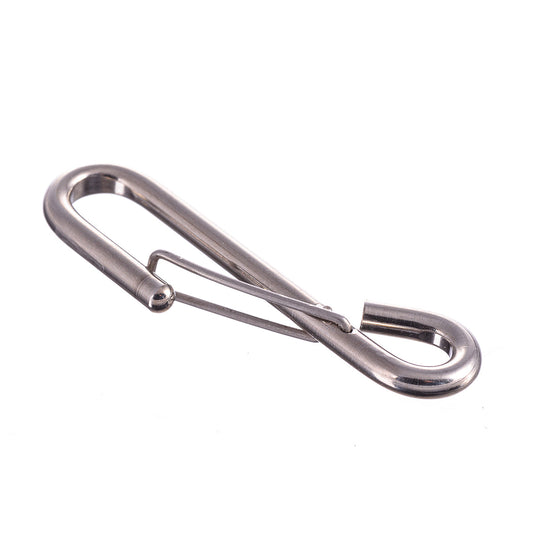 Crochet Inox Droit avec Sécurité RWO, fil inox 316, ressort de sécurité, disponible en différentes tailles, pour accastillage voile légère.