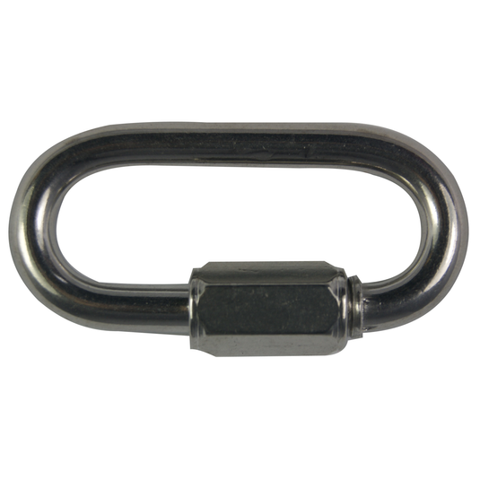 Maillon rapide inox Forte Charge avec manchon hexagonal fileté, idéal pour connexions rapides et sécurisées en voile légère, charge de rupture jusqu'à 1130kg.