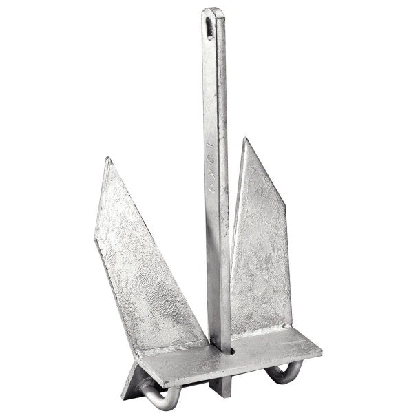 Ancre Plate Galva, ancre en acier galvanisé à chaud, idéale pour bateaux jusqu'à 6.50m, reconnue pour sa fiabilité et sa facilité d'utilisation.