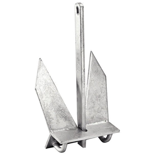 Ancre Plate Galva, ancre en acier galvanisé à chaud, idéale pour bateaux jusqu'à 6.50m, reconnue pour sa fiabilité et sa facilité d'utilisation.