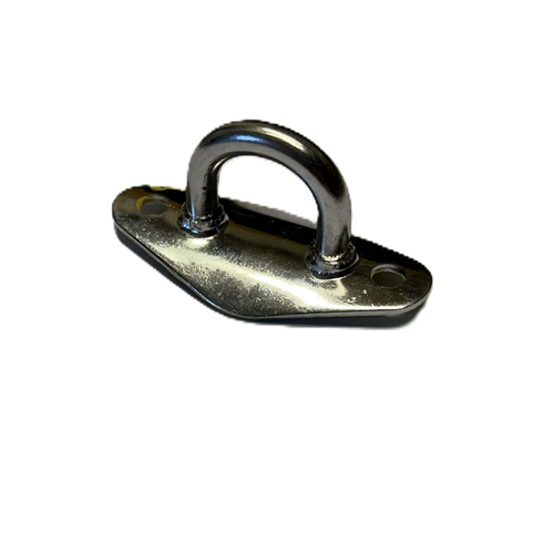 Anneau Selden pour tangon/bôme en inox avec boucle en U sur plaque de montage, idéal pour ancrer câbles ou cordes, livré avec deux rivets pop.